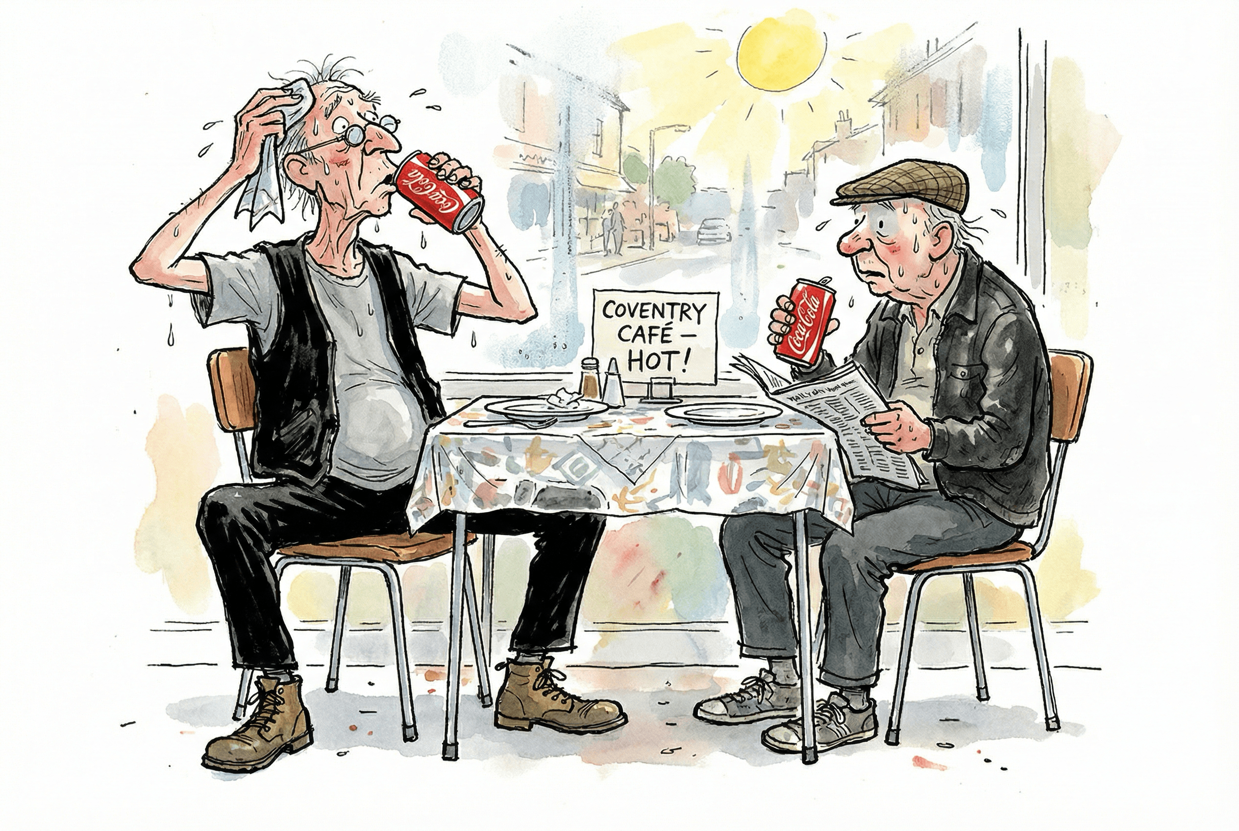 Two old men sat in a greasy spoon cafe