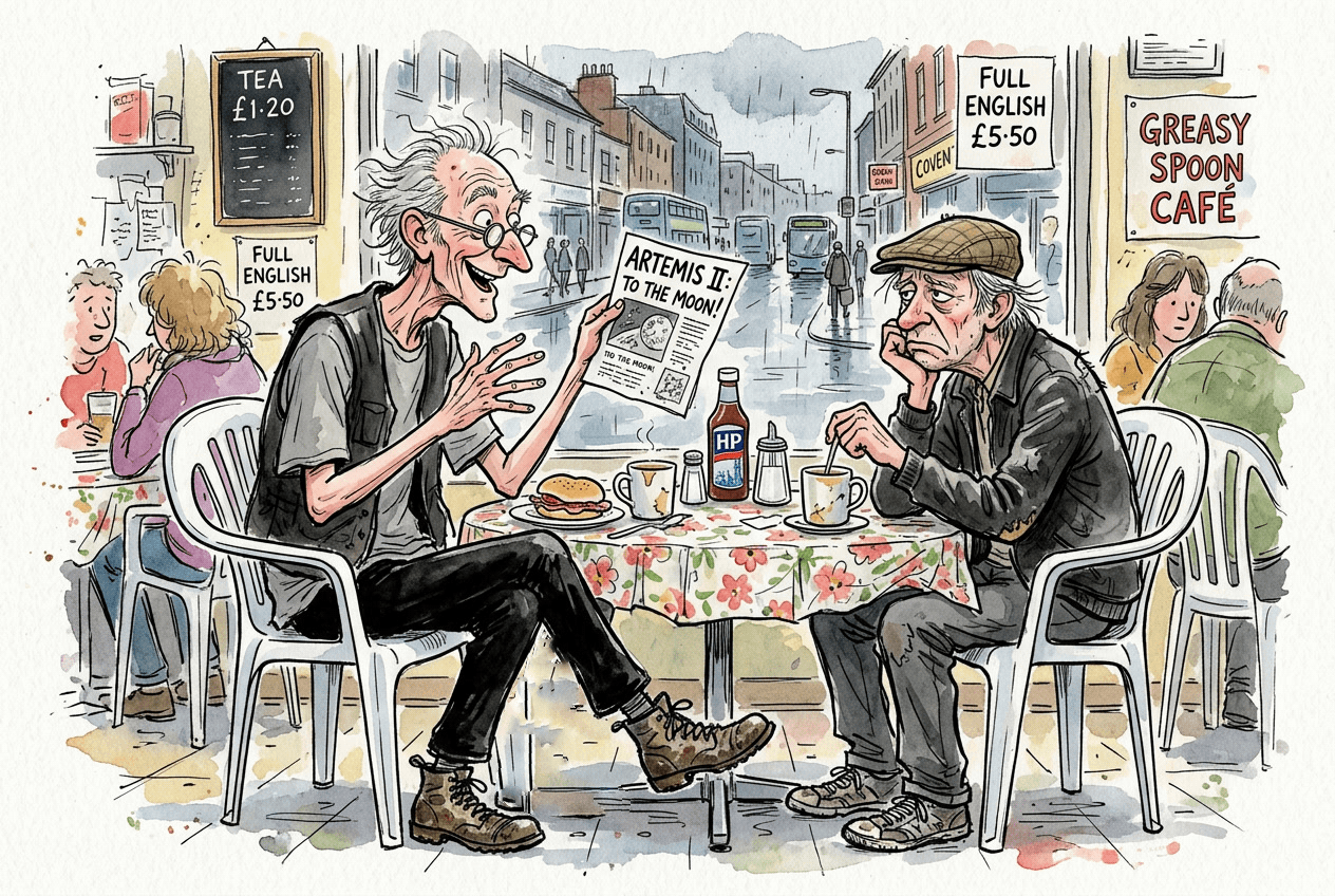 Two old men sat in a greasy spoon cafe