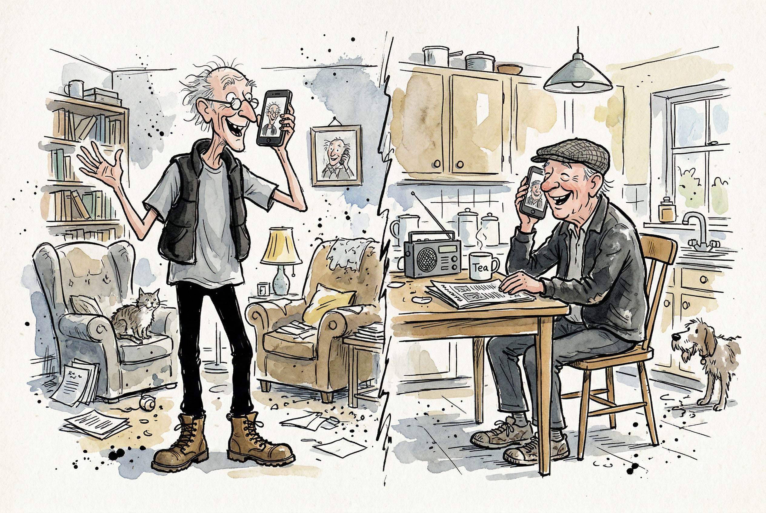 Two old men sat in a greasy spoon cafe