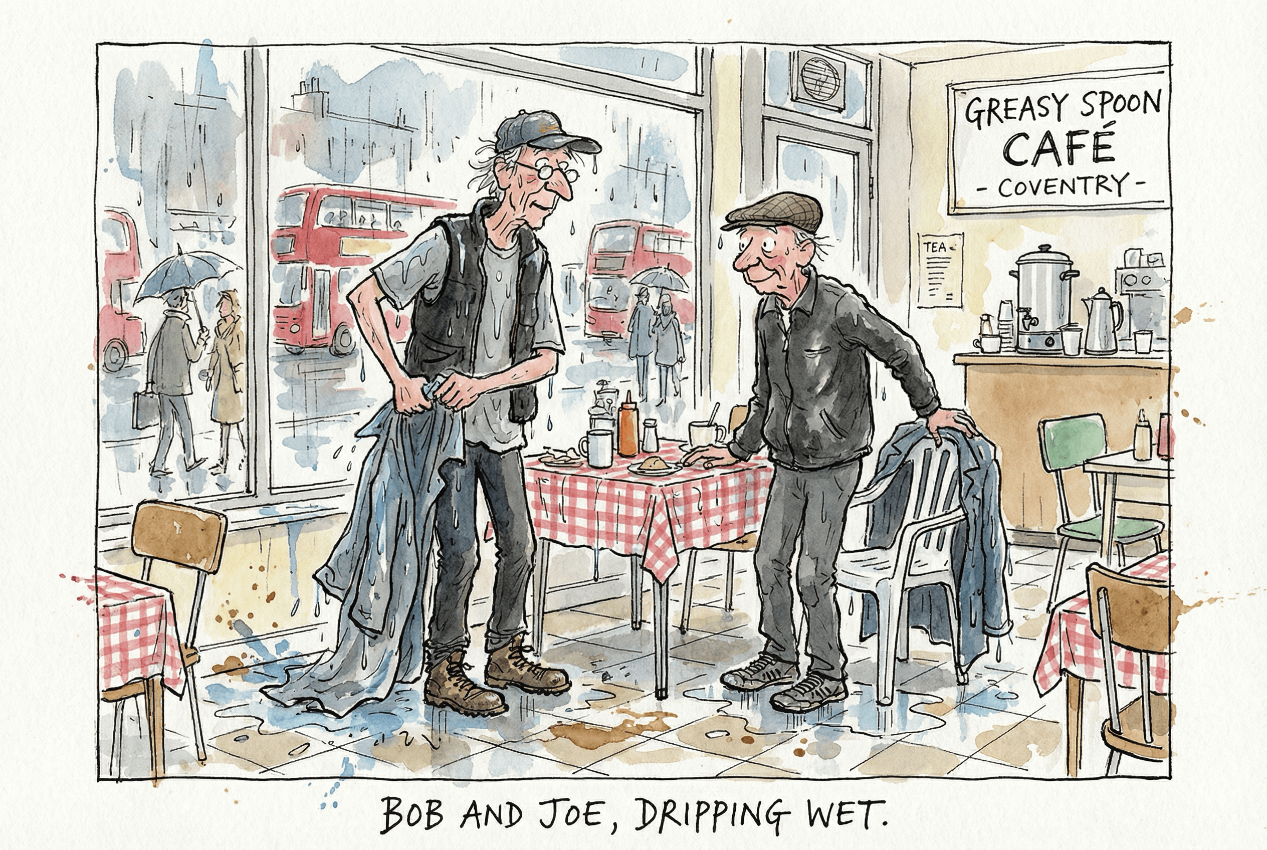 Two old men sat in a greasy spoon cafe